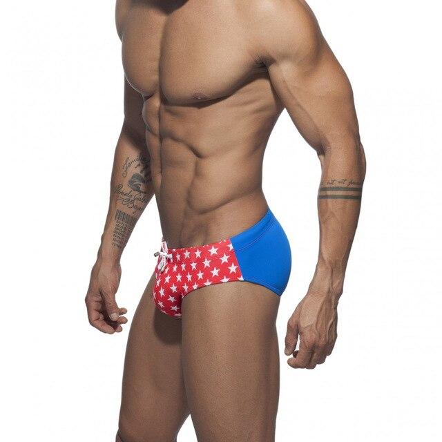 Swimwear Summer Man Swimming Trunk+Push Pad Briefs Star Low-Waist Sexy Man Swimwear Beach Bikini Men Swimsuits Quick Dry Bathing