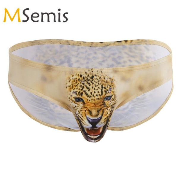 Swimwear Men Swimsuit Sexy Lingerie Gay Underwear Underwear Wolf/Leopard Printing Bulge Pouch Bikini Briefs Shorts Male Panties