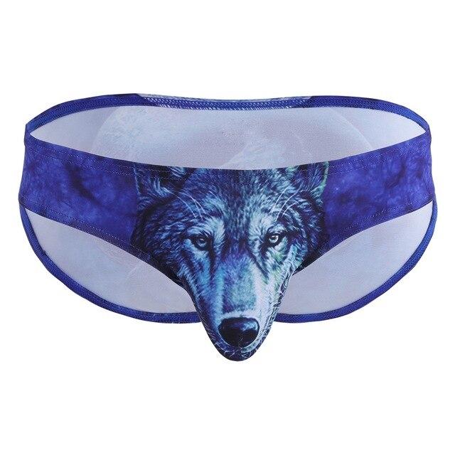 Swimwear Men Swimsuit Sexy Lingerie Gay Underwear Underwear Wolf/Leopard Printing Bulge Pouch Bikini Briefs Shorts Male Panties