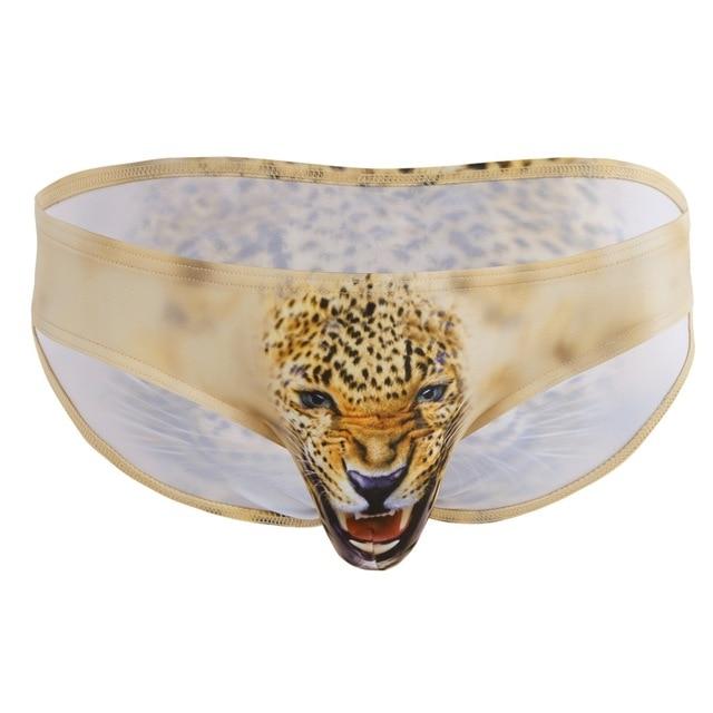 Swimwear Men Swimsuit Sexy Lingerie Gay Underwear Underwear Wolf/Leopard Printing Bulge Pouch Bikini Briefs Shorts Male Panties