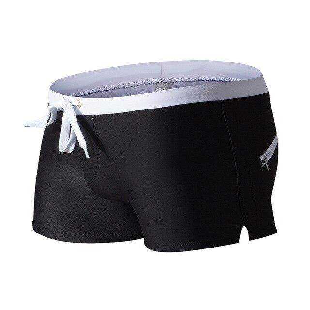 Men Swimsuit Blue Red Black White Gray Green Yellow Swimwear Man Drawstring Elastic Waistband Back Pocket Breathable Swim Briefs