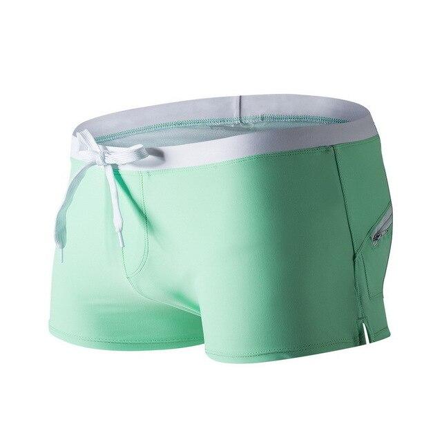 Men Swimsuit Blue Red Black White Gray Green Yellow Swimwear Man Drawstring Elastic Waistband Back Pocket Breathable Swim Briefs