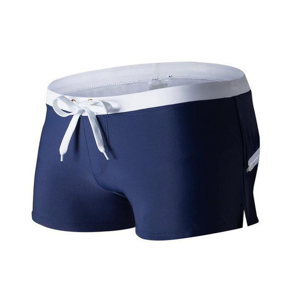 Men Swimsuit Blue Red Black White Gray Green Yellow Swimwear Man Drawstring Elastic Waistband Back Pocket Breathable Swim Briefs