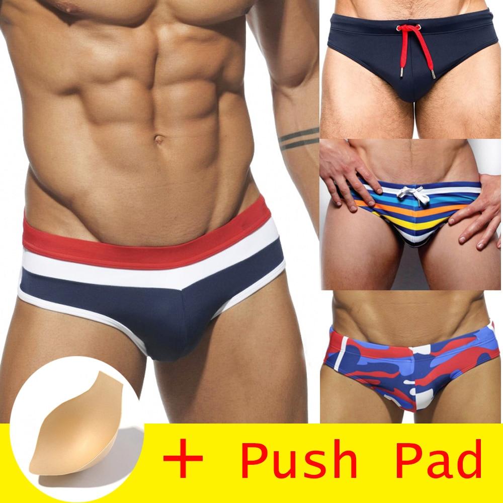 17 Styles Swimwear Men Brief With Push Pad Sexy Swimsuit Waterproof Swimming Trunks For Bathing Swim Shorts Sunga Hot