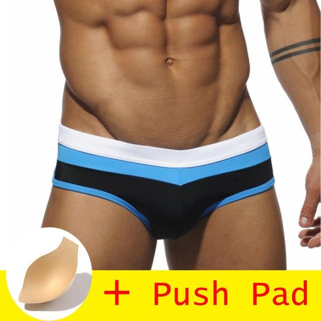 17 Styles Swimwear Men Brief With Push Pad Sexy Swimsuit Waterproof Swimming Trunks For Bathing Swim Shorts Sunga Hot
