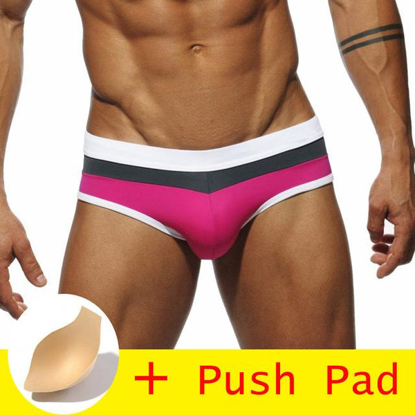 17 Styles Swimwear Men Brief With Push Pad Sexy Swimsuit Waterproof Swimming Trunks For Bathing Swim Shorts Sunga Hot