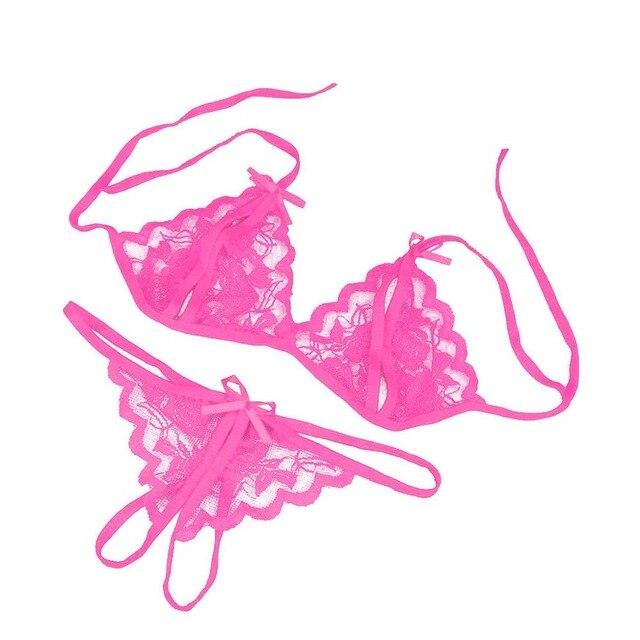 Plus Size Women's Sexy Lingerie Pajamas Hot Erotic Lingerie Transparent Crotchless Lace Sexy Underwear Bra Pants Exotic Apparel