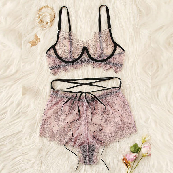 Women Erotic Sexy Lingerie Transparent Lace Floral Bra Briefs Underwear Porno sex Sleepwear Babydoll Langerie Exotic Costumes