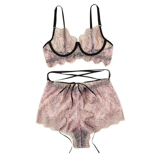 Women Erotic Sexy Lingerie Transparent Lace Floral Bra Briefs Underwear Porno sex Sleepwear Babydoll Langerie Exotic Costumes