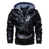 Men's PU Leather Jacket Men Motorcycle Hood Winter Coat Man Warm Casual Leather Jackets