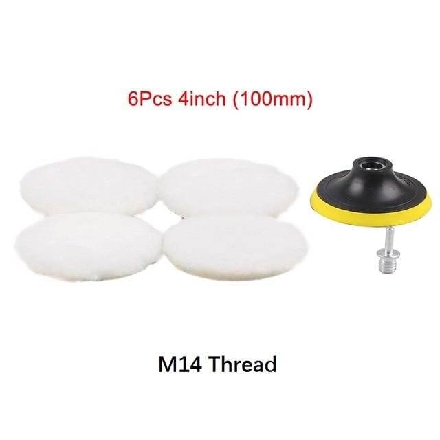 SPTA Polisher/Buffer Soft Wool Bonnet & Pad With Hook & Loop And 5/8"-11 Drill Adapter For Car Polisher Polishing/Buffing