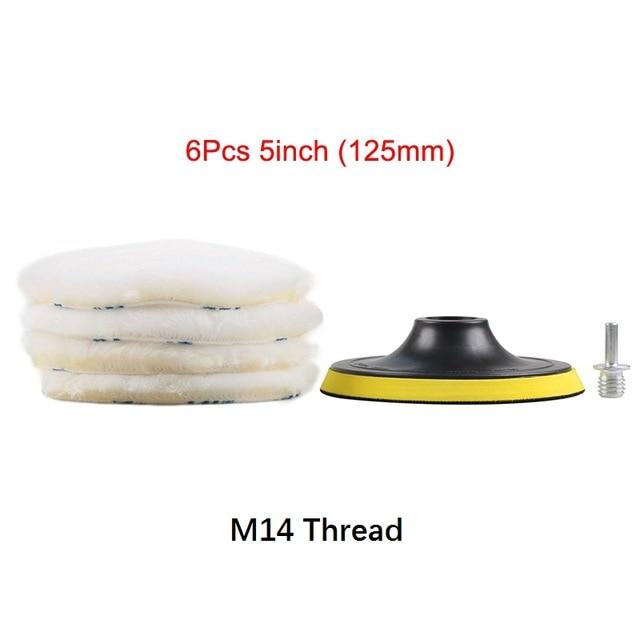 SPTA Polisher/Buffer Soft Wool Bonnet & Pad With Hook & Loop And 5/8"-11 Drill Adapter For Car Polisher Polishing/Buffing