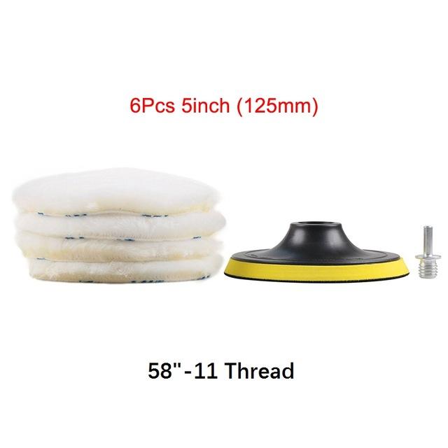 SPTA Polisher/Buffer Soft Wool Bonnet & Pad With Hook & Loop And 5/8"-11 Drill Adapter For Car Polisher Polishing/Buffing