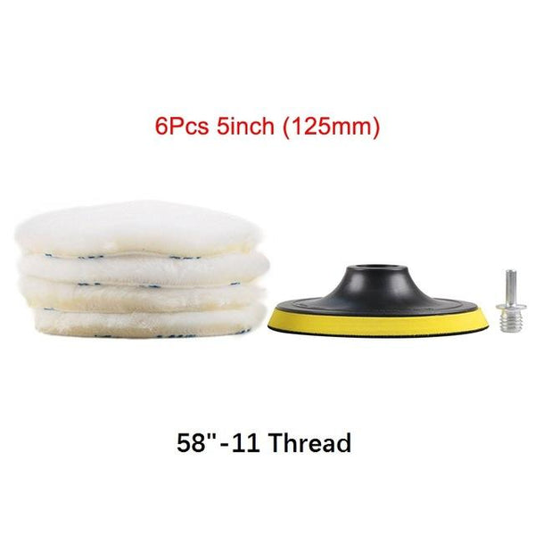 SPTA Polisher/Buffer Soft Wool Bonnet & Pad With Hook & Loop And 5/8"-11 Drill Adapter For Car Polisher Polishing/Buffing