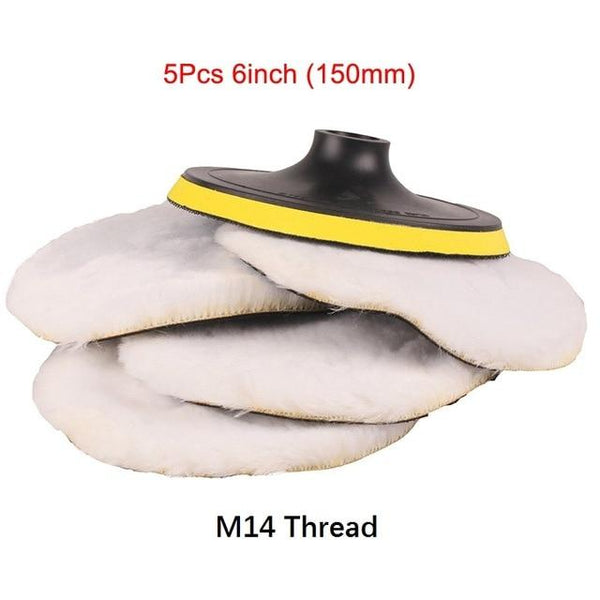 SPTA Polisher/Buffer Soft Wool Bonnet & Pad With Hook & Loop And 5/8"-11 Drill Adapter For Car Polisher Polishing/Buffing