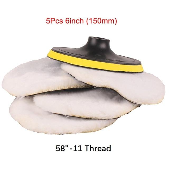 SPTA Polisher/Buffer Soft Wool Bonnet & Pad With Hook & Loop And 5/8"-11 Drill Adapter For Car Polisher Polishing/Buffing