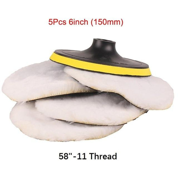SPTA Polisher/Buffer Soft Wool Bonnet & Pad With Hook & Loop And 5/8"-11 Drill Adapter For Car Polisher Polishing/Buffing