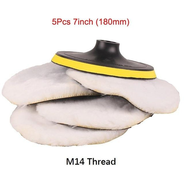SPTA Polisher/Buffer Soft Wool Bonnet & Pad With Hook & Loop And 5/8"-11 Drill Adapter For Car Polisher Polishing/Buffing