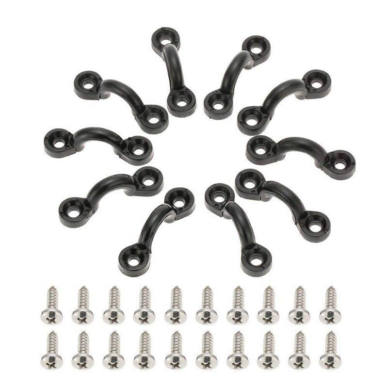 Newest 10pcs Fitness Accessories Nylon Bungee Deck Loops Tie Down Pad Eye With 20 Screws For Boat Kayak Deck Rigging Kit