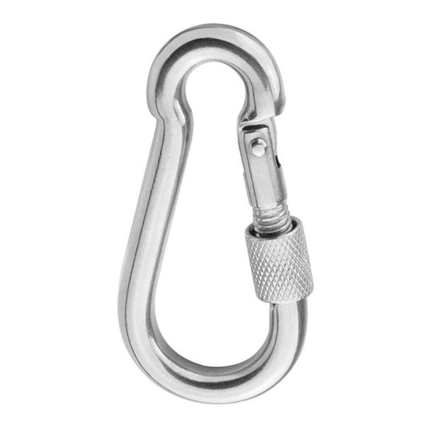 80mm Yoga Hommock Carabiner Hooks Clip Stainless Steel Screw Gate Locking Heavy Duty Hanging Buckle Fitness Accessories