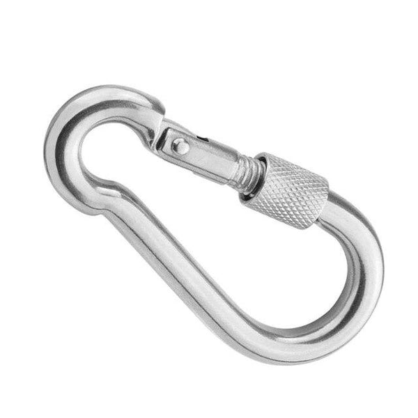 80mm Yoga Hommock Carabiner Hooks Clip Stainless Steel Screw Gate Locking Heavy Duty Hanging Buckle Fitness Accessories