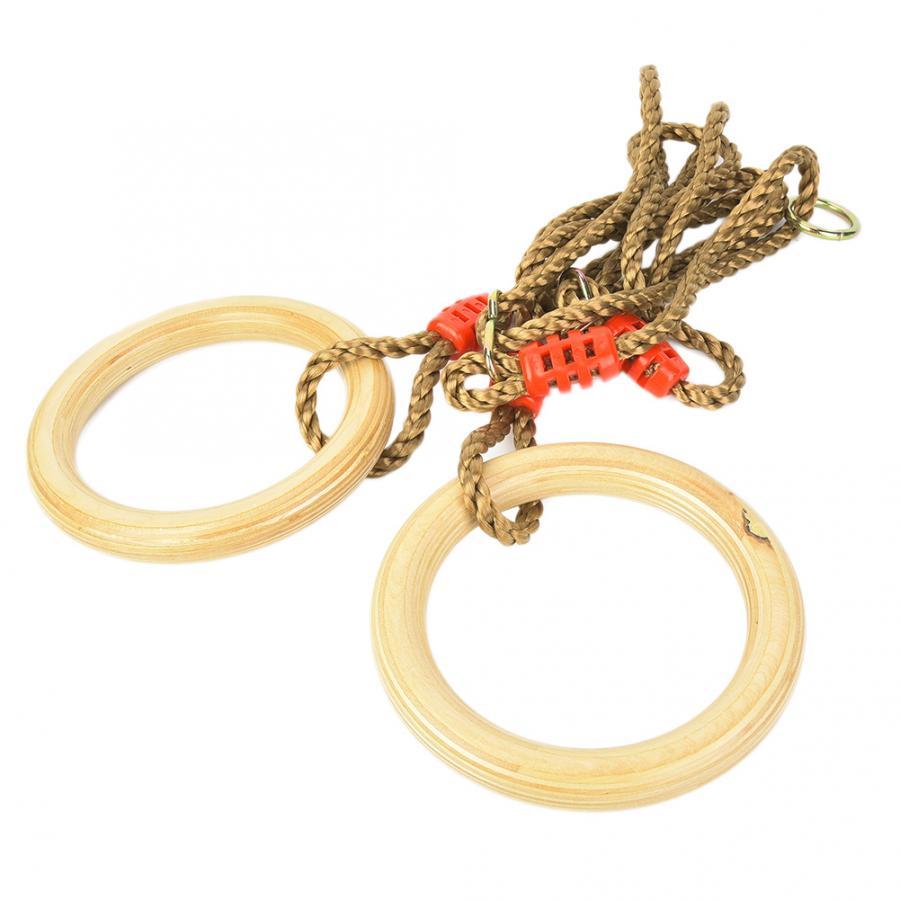 1 Pair Durable Outdoor Portable Wooden Children Kids Flying Swing Rings Toy Exercise Equipment For Fitness Accessories