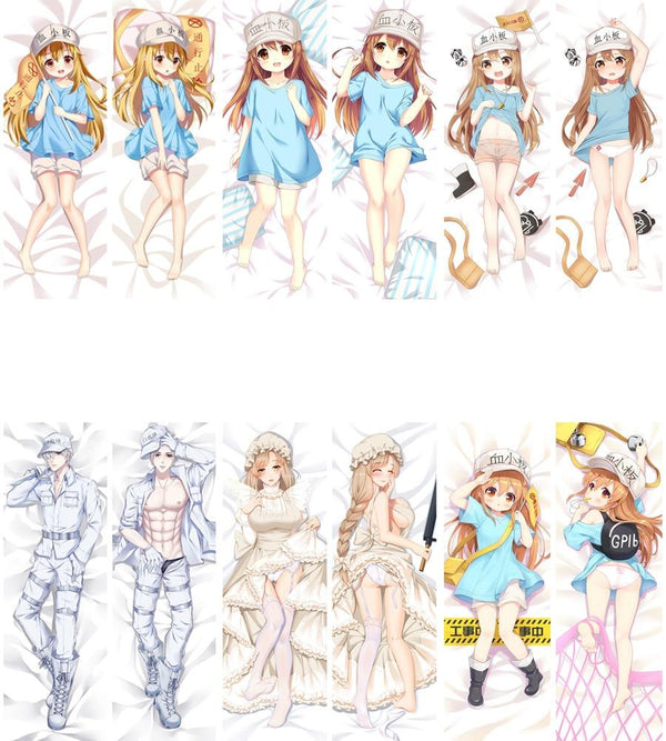 August update Anim Cells at Work! characters Erythrocyte & Neutrophil & Platelet Dakimakura pillow cover hugging body pillowcase