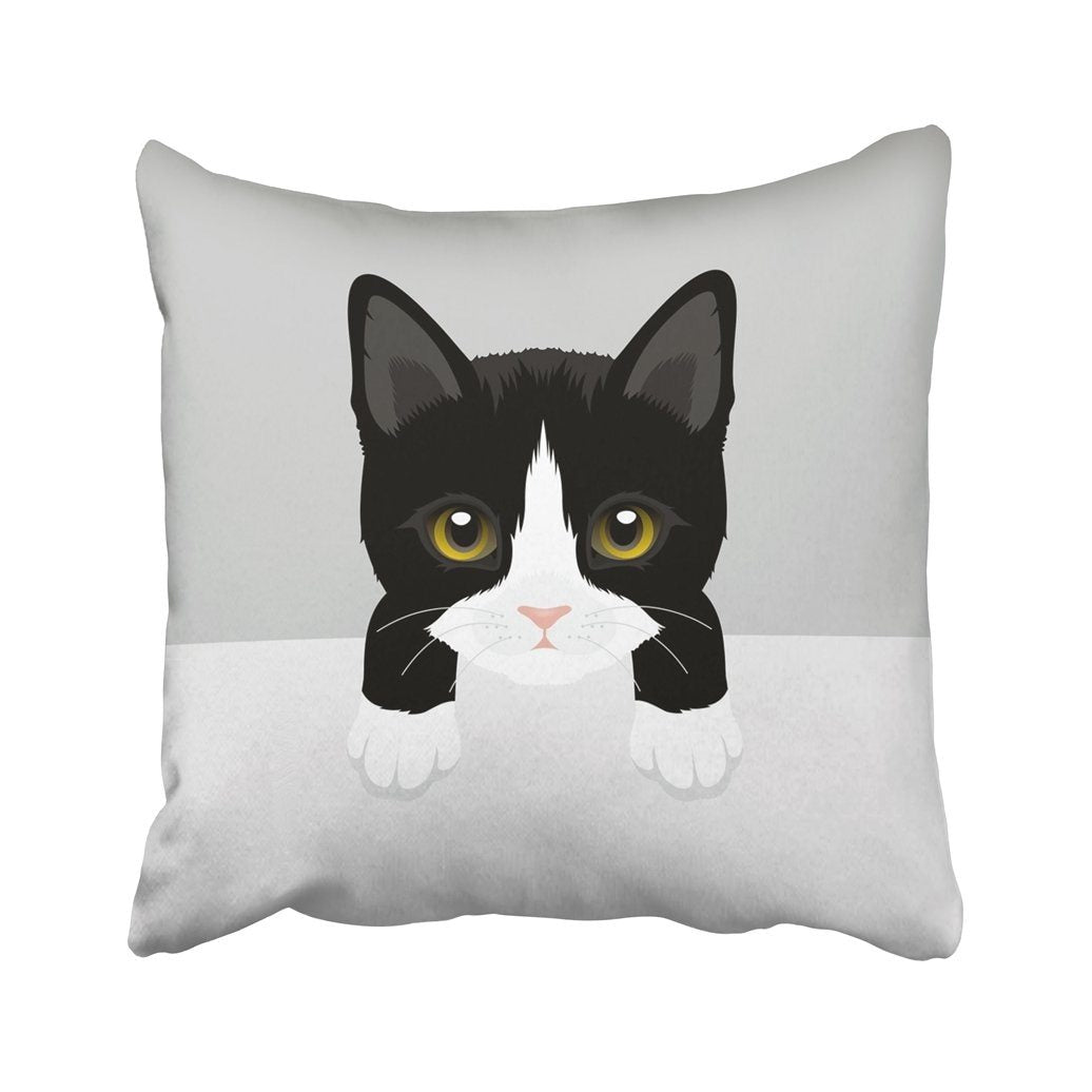 Throw Pillow Cover Black Animal Cat Tuxedo Kitty White Baby Beautiful Bow Character Cute Domestic Funny Pillowcases Home