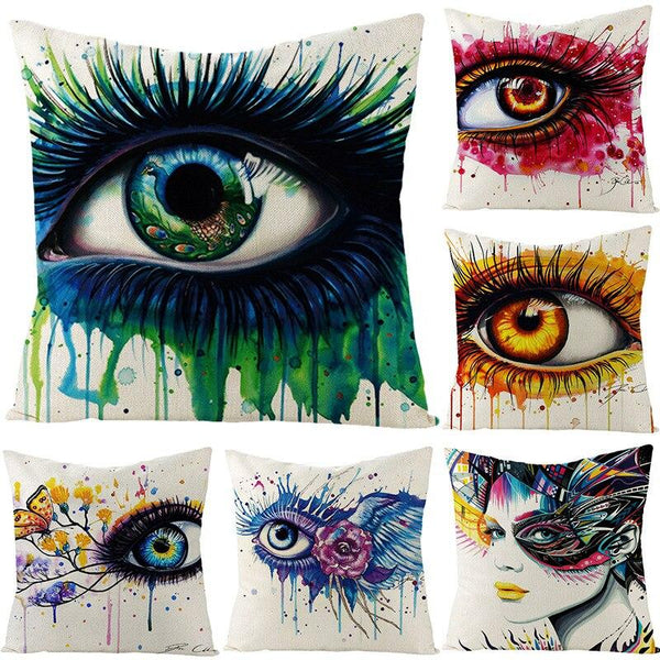 Art Character Eye Pillow Cover Home Linen Pillow Cover Without Pillow Core Simple Square Pillowcase Cover Waist Pillow Cover