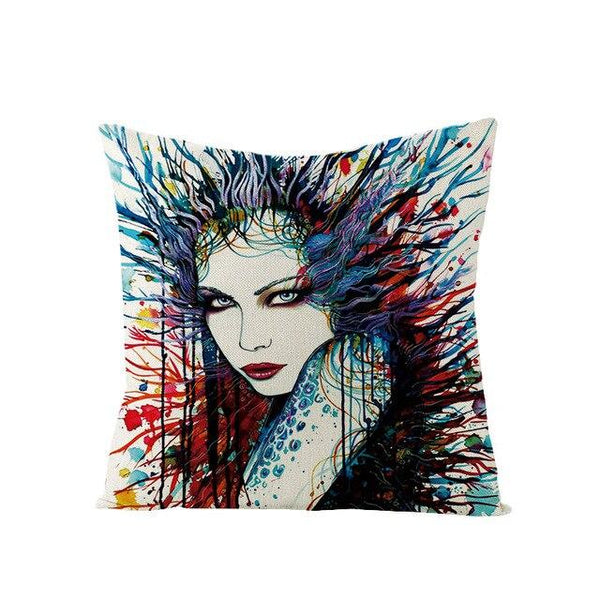 Art Character Eye Pillow Cover Home Linen Pillow Cover Without Pillow Core Simple Square Pillowcase Cover Waist Pillow Cover