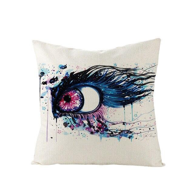 Art Character Eye Pillow Cover Home Linen Pillow Cover Without Pillow Core Simple Square Pillowcase Cover Waist Pillow Cover