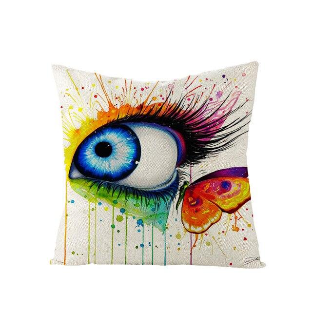 Art Character Eye Pillow Cover Home Linen Pillow Cover Without Pillow Core Simple Square Pillowcase Cover Waist Pillow Cover