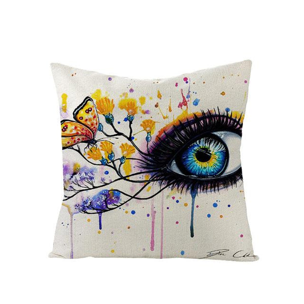 Art Character Eye Pillow Cover Home Linen Pillow Cover Without Pillow Core Simple Square Pillowcase Cover Waist Pillow Cover