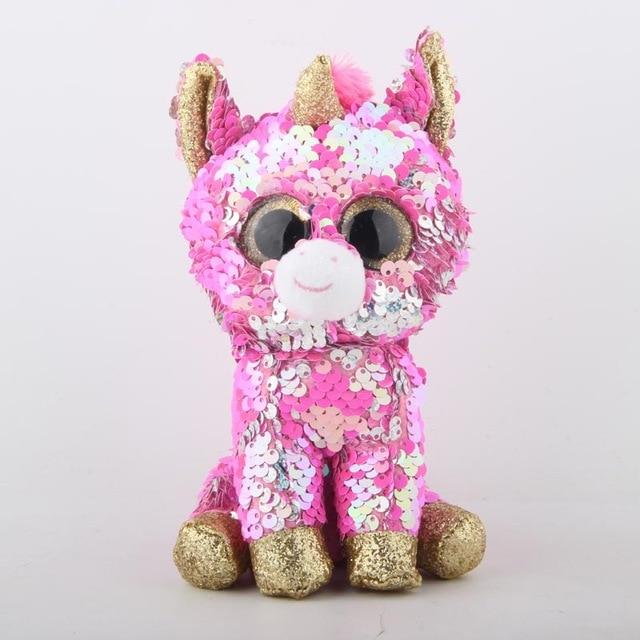 Ty Beanie Boos Plush Animal Doll Sequin Soft Stuffed Cat Owl Fox Rabbit Unicorn Flamingo Sheep Dragon Dog Penguin Toys 6" 15cm