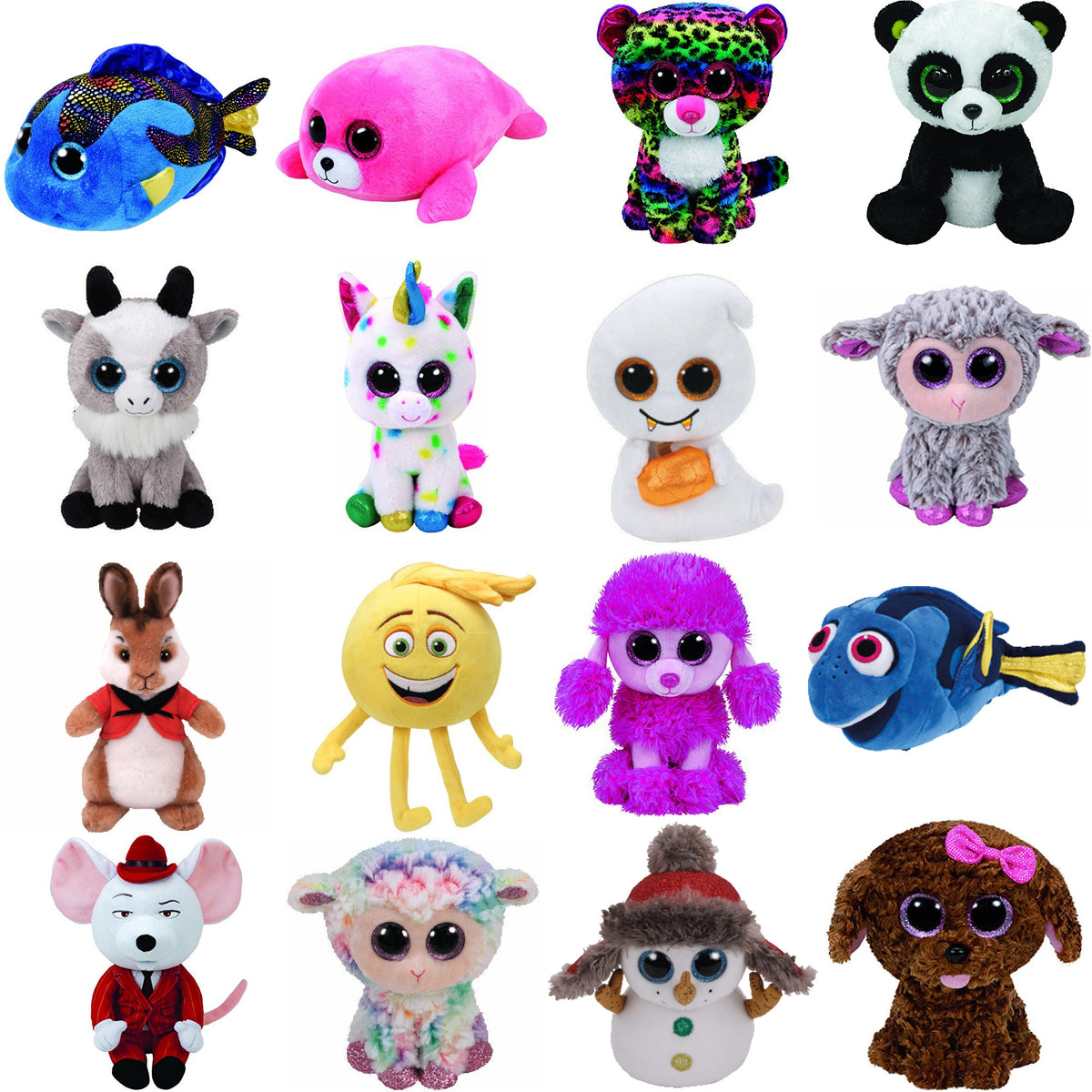 Pyoopeo Ty Boos 6" 15cm Mummy Owl Fish Bear Penguin Turtle Monkey Plush Big-eyed Stuffed Animal Doll Toy with Heart Tag