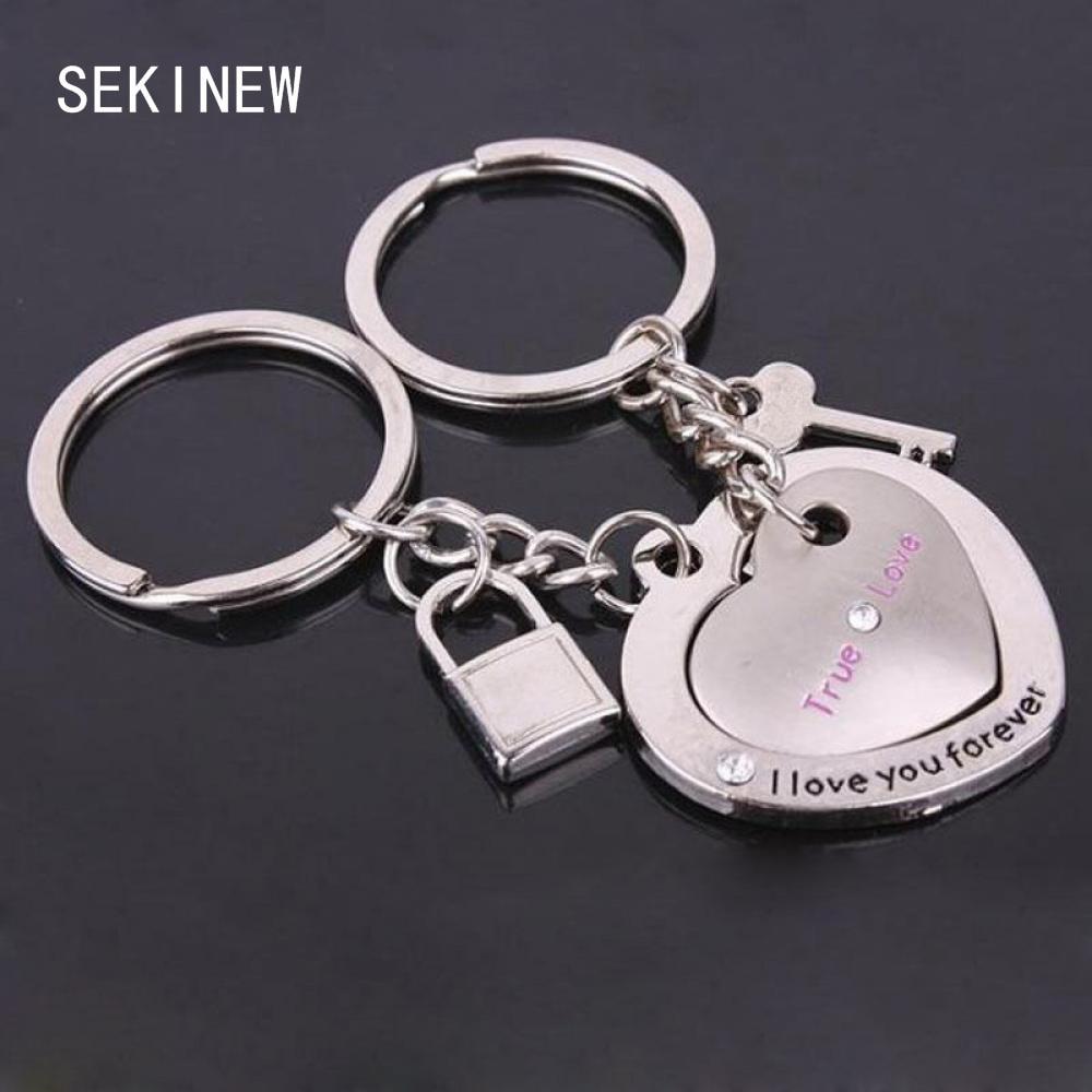 2Pcs/set Love Heart Keyring Couple Keychain Key Ring New Fashion gift for kids friends Car Ornament Accessories
