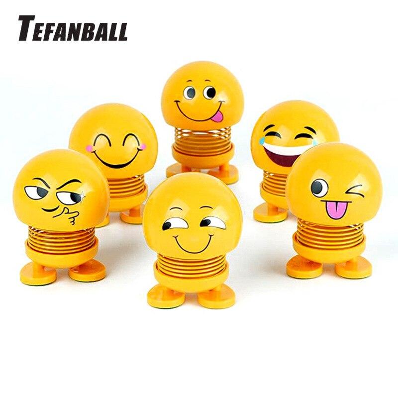 Lovely Shaking Head Toys Car Ornaments Bobblehead Nod Dolls Cute Cartoon Funny Emoji Wobble Head Robot Car decoration