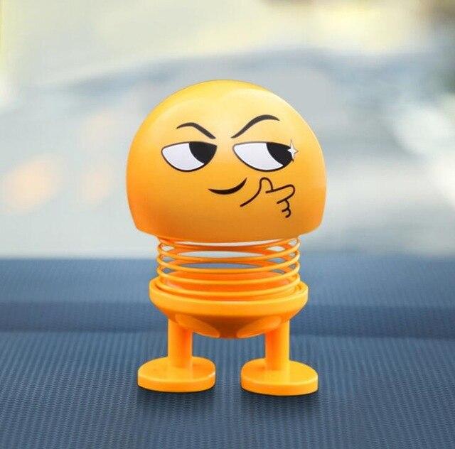 New Car Ornaments Smiley Shaking Head Dolls Cute Cartoon Funny Emoji Wobble Head Robot Lovely Car Dashboard Decor Auto