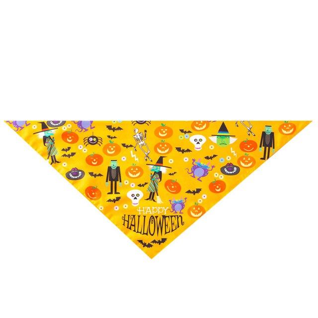 Dog Halloween Bandana Neckerchief Pet Accessories Pet Scarf Personalized Pet Bandanas For Dog Pumpkin Cartoon Dog Scarf Pattern