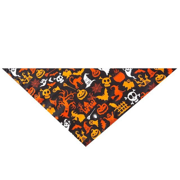 Dog Halloween Bandana Neckerchief Pet Accessories Pet Scarf Personalized Pet Bandanas For Dog Pumpkin Cartoon Dog Scarf Pattern