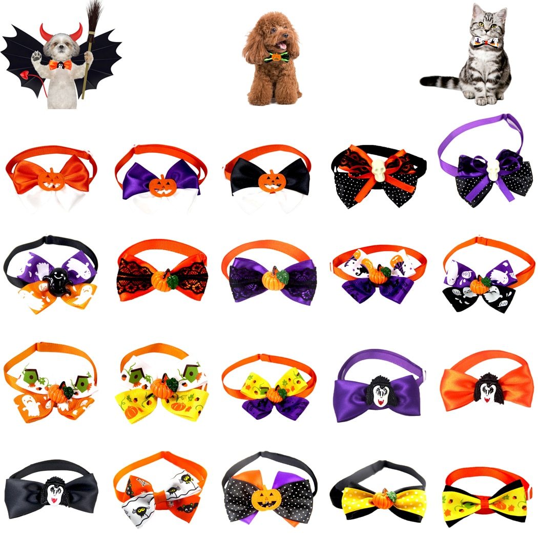 Dog Pet Bow Tie Halloween Cosplay Dog Necktie Adjustable Pet Bowties Collar Dog Accessories Grooming Products For Small Dogs