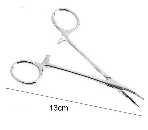 Behogar 1pc Pet Medical Stainless Steel Straight/Curved Head Hemostatic Forceps Scissors Needle Holder For Pet Hair Clamp Pliers