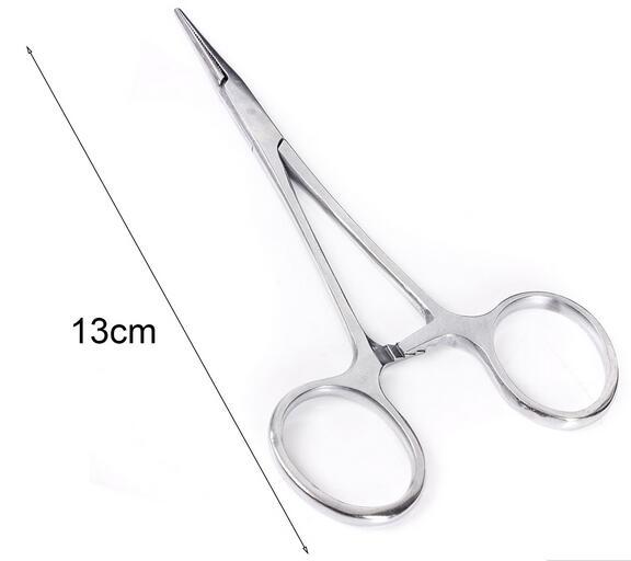 Behogar 1pc Pet Medical Stainless Steel Straight/Curved Head Hemostatic Forceps Scissors Needle Holder For Pet Hair Clamp Pliers