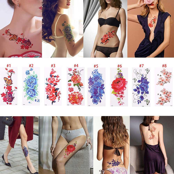 1PC New Women Removable Women Lady 3D Rose Flowers Waterproof Temporary Tattoo Stickers Beauty Body Art Easy Wear And Easy Clean