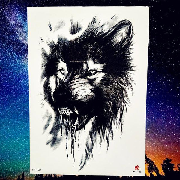 REJASKI Roar Wolf Moon Howl Forest Temporary Tattoo Sticker Arm Waterproof Tattoos Body Art Men Black Fake Tatoo
