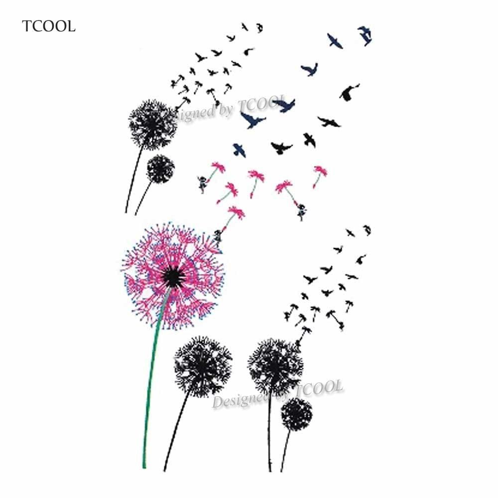 TCOOL Dandelion Waterproof Temporary Tattoo Sticker Fashion Women Men Arm Fake Body Art 10.5X6cm Kids Adult Hand Tattoos P-132