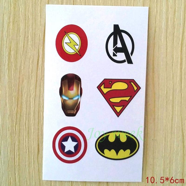 Waterproof Temporary Tattoo Sticker super men captain American cartoon tatto stickers flash tatoo fake tattoos for kids child 4