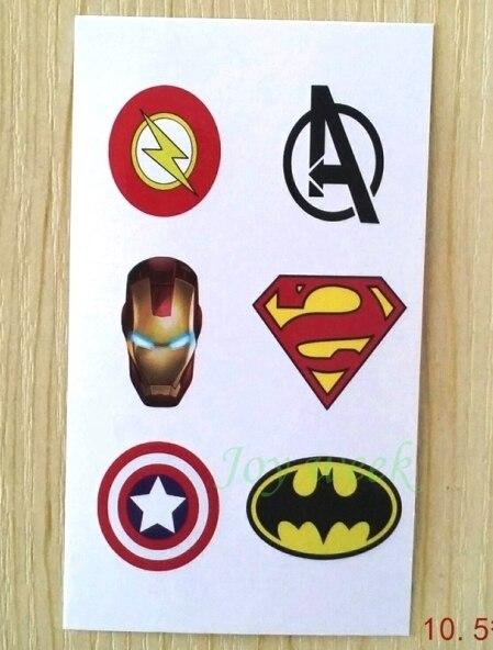 Waterproof Temporary Tattoo Sticker super men captain American cartoon tatto stickers flash tatoo fake tattoos for kids child 4
