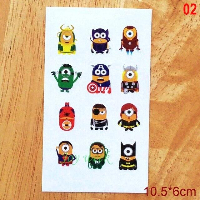 Waterproof Temporary Tattoo Sticker super men captain American cartoon tatto stickers flash tatoo fake tattoos for kids child 4