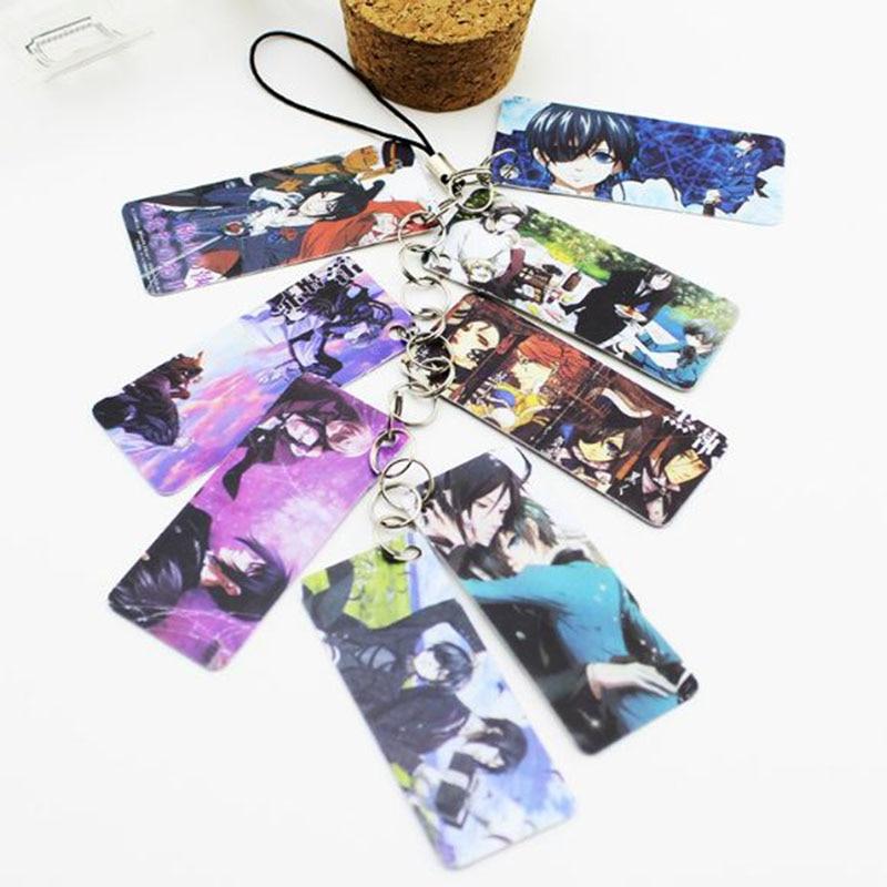 1 Pc Hot sale Anime Kuroshitsuji  Black Butler Photo PVC 8 Cards String Keychain Women Bag Accessories Figure toy